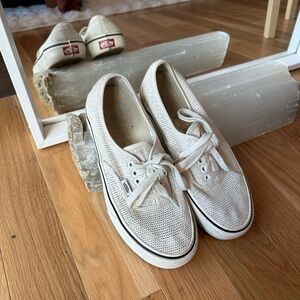 Creamy White Mesh Vans, size 8.5, GUC